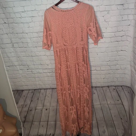 Orange Creek Long Pink floral dress size S/M - Picture 9 of 11